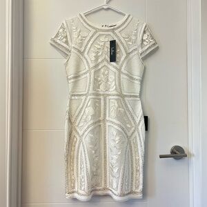 Spread Your Shine White Sequin Embroidered Bodycon Dress by Lulus Size M